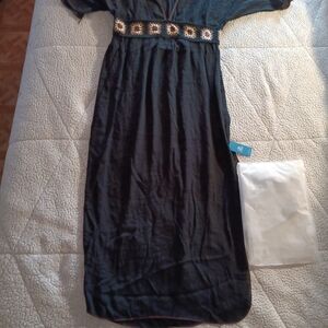 Cupshe Black Maxi Dress with Crochet Accents